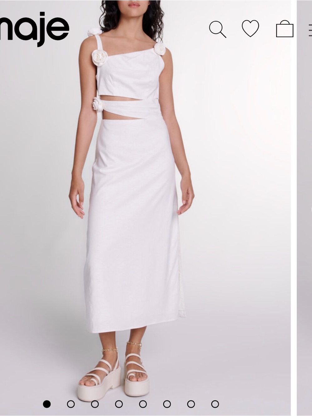 Maje White Maxi Cutout Strap Floral 3D dress